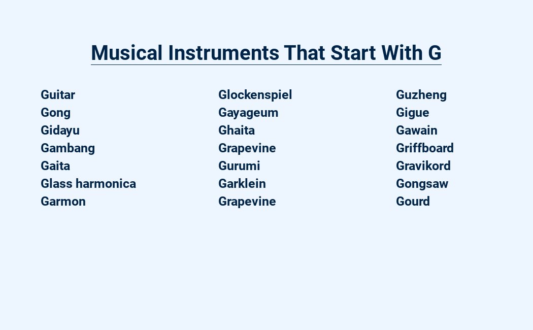 musical instruments that start with g