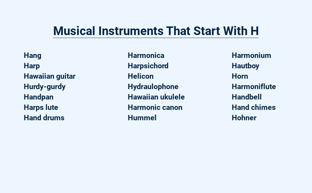 musical instruments that start with h