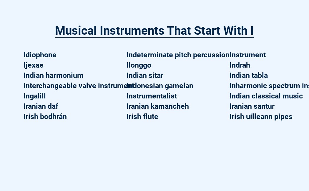 musical instruments that start with i