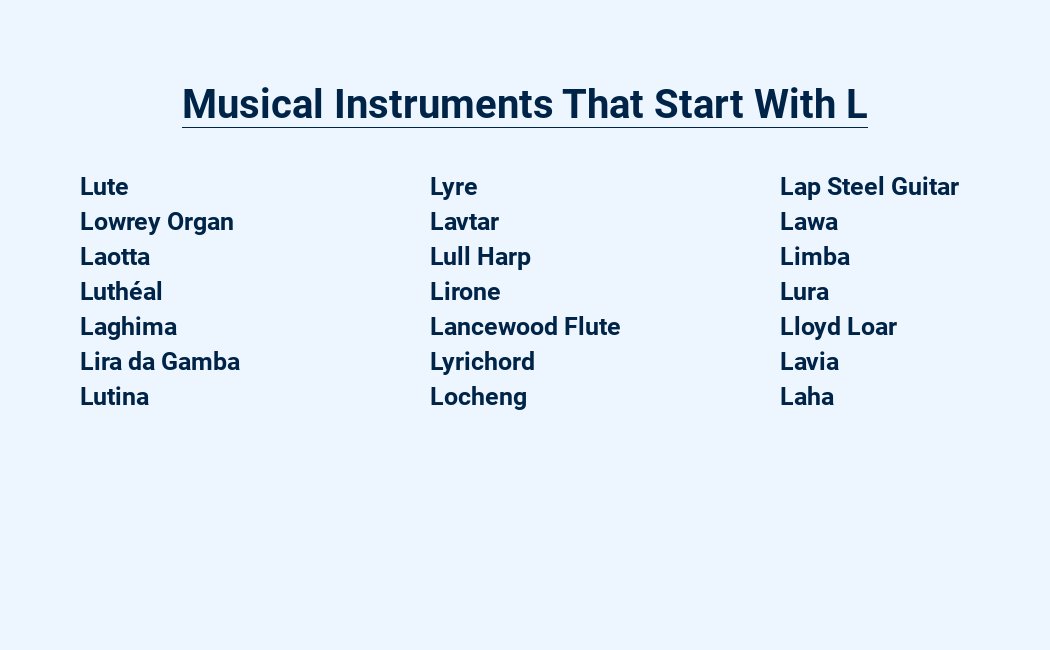 musical instruments that start with l