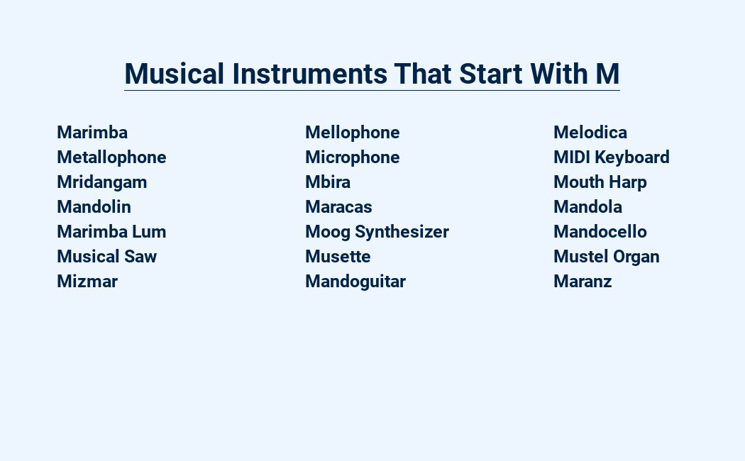 musical instruments that start with m