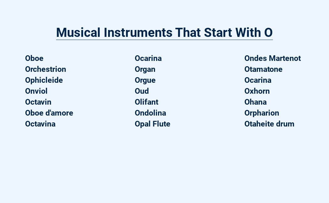 musical instruments that start with o