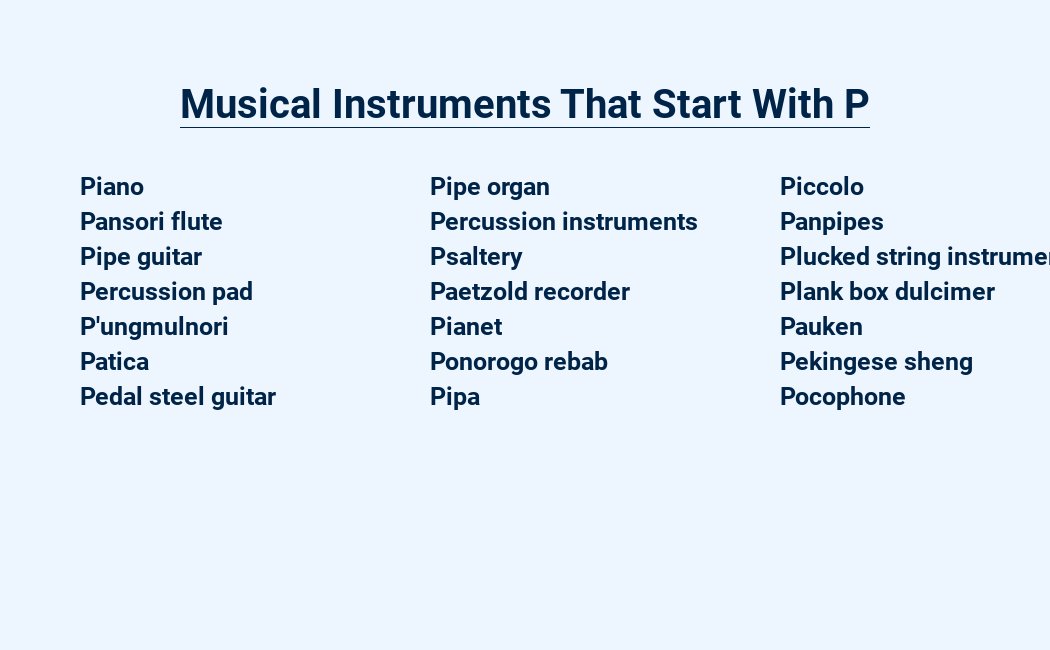 musical instruments that start with p