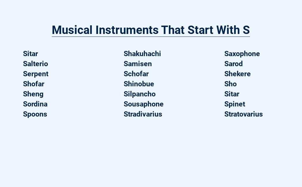 musical instruments that start with s