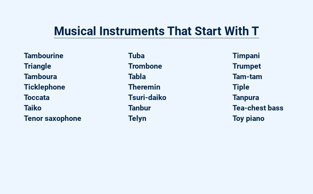 musical instruments that start with t