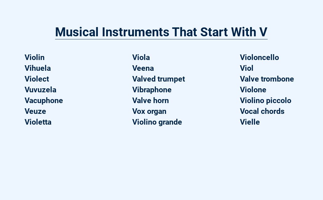 musical instruments that start with v