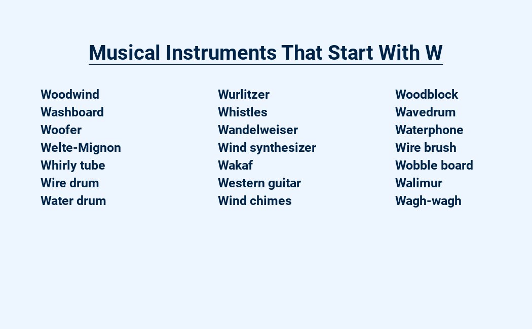 musical instruments that start with w