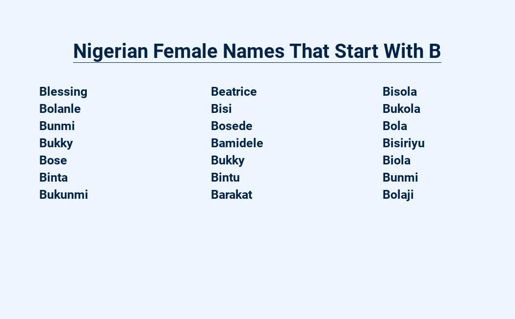 nigerian female names that start with b