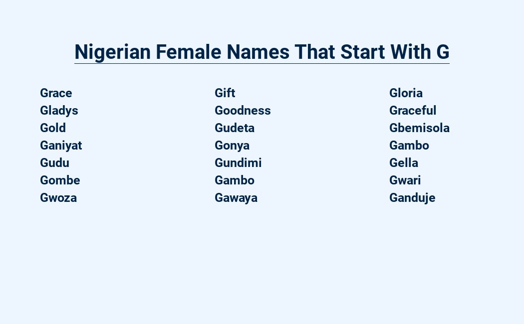 nigerian female names that start with g