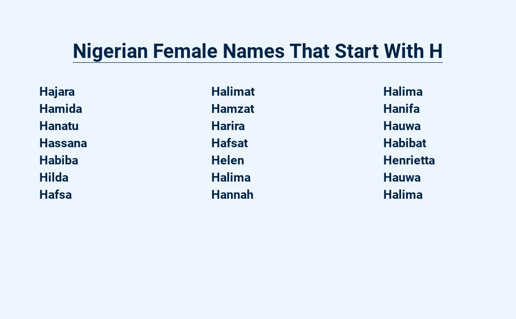 nigerian female names that start with h