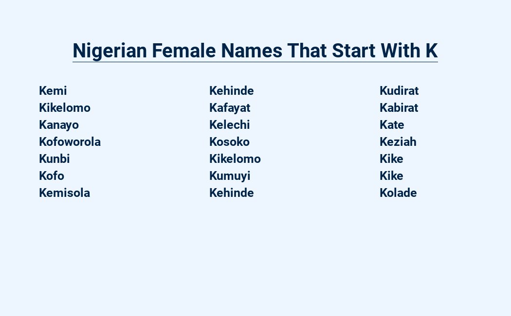 nigerian female names that start with k