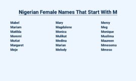 Nigerian Female Names That Start With M – Igbo Edition