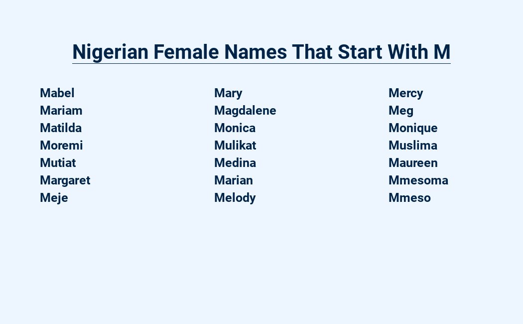 nigerian female names that start with m