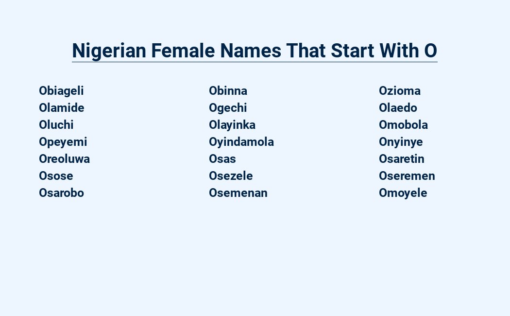 nigerian female names that start with o