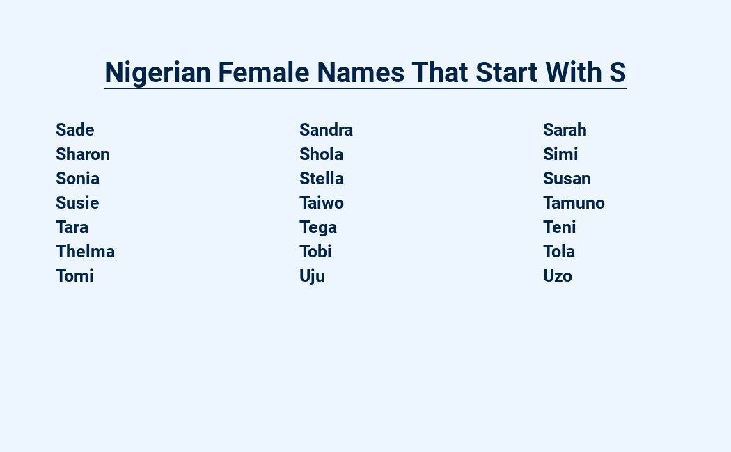 nigerian female names that start with s