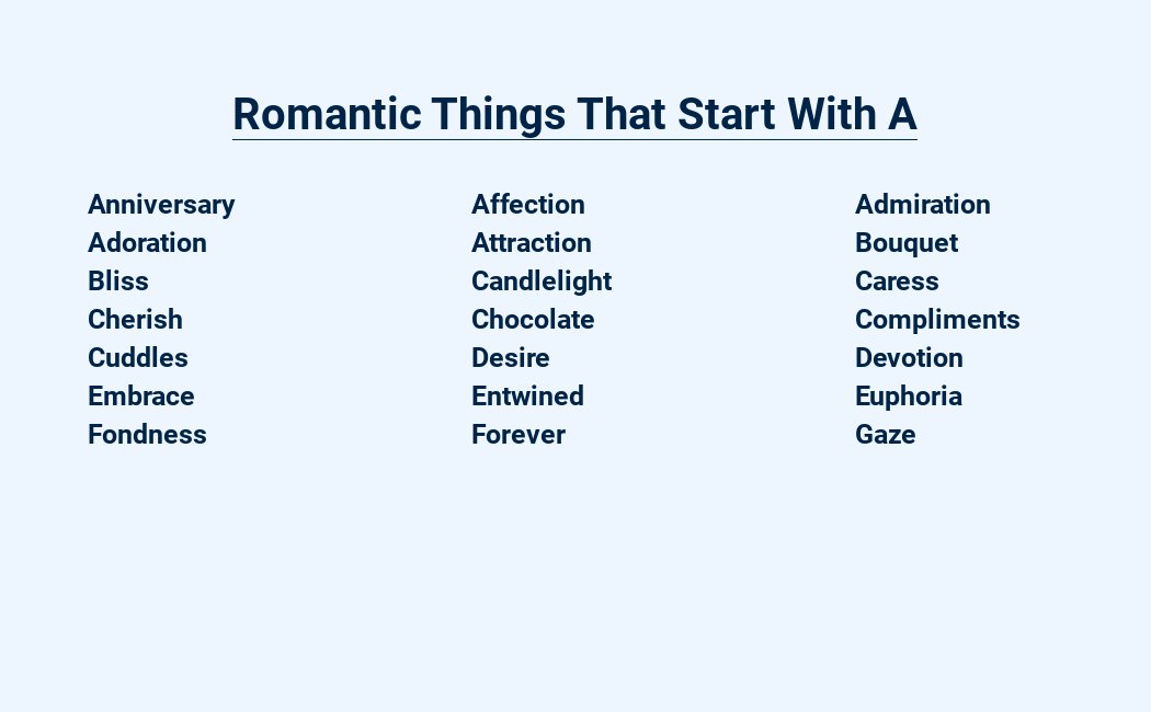 romantic things that start with a