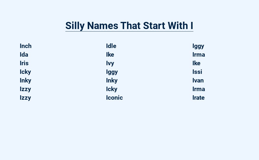 silly names that start with i