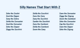 Silly Names That Start With Z – Zany and Zestful