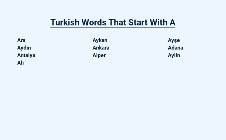 Read more about the article Turkish Words That Start With A – Unveiling the Linguistic Treasures