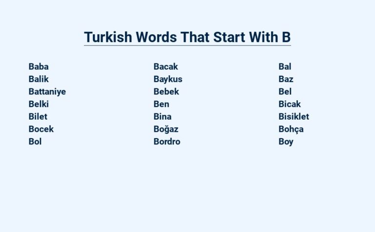 Read more about the article Turkish Words That Start With B – Explore the Richness of Turkish Vocabulary