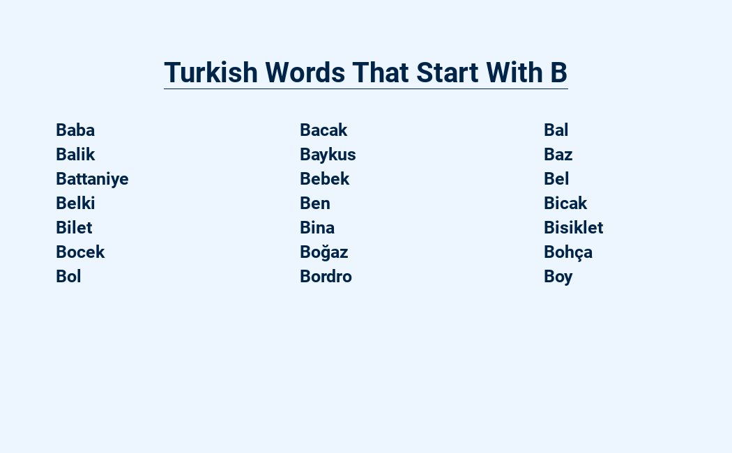 turkish words that start with b