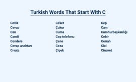 Turkish Words That Start With C – Common and Useful