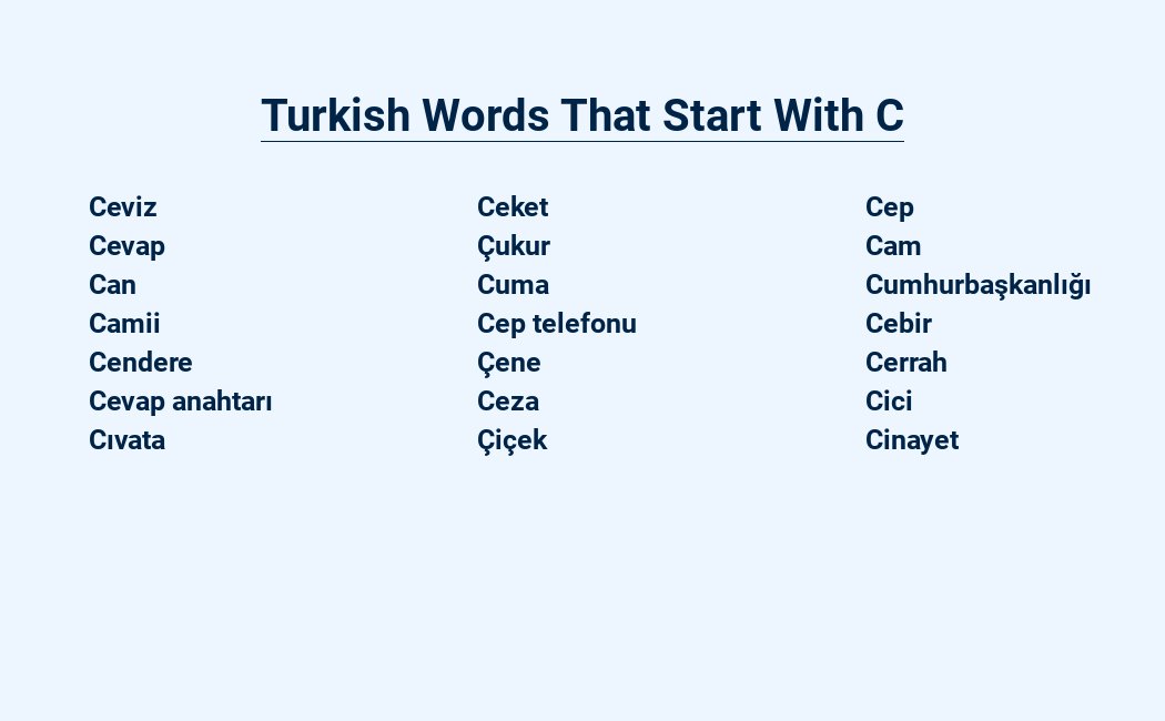 turkish words that start with c