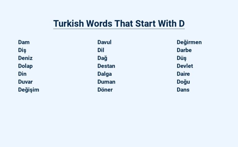 Read more about the article Turkish Words That Start With D – Diverse Expressions