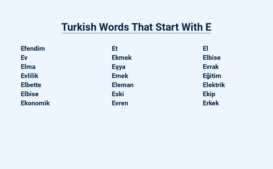 turkish words that start with e