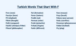 Turkish Words That Start With F – A Comprehensive List