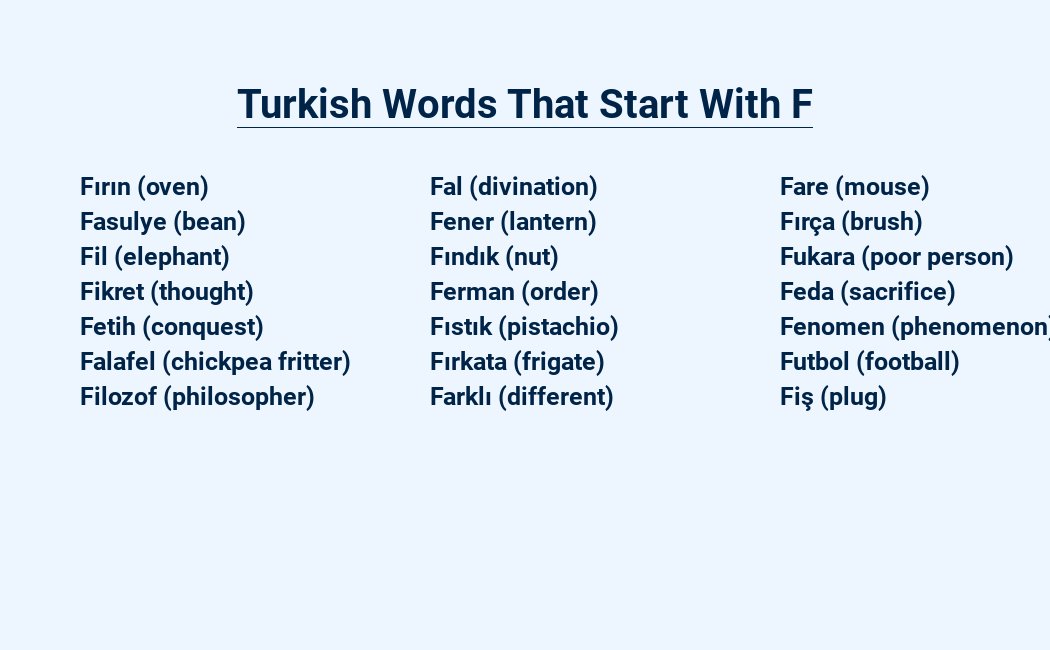 turkish words that start with f