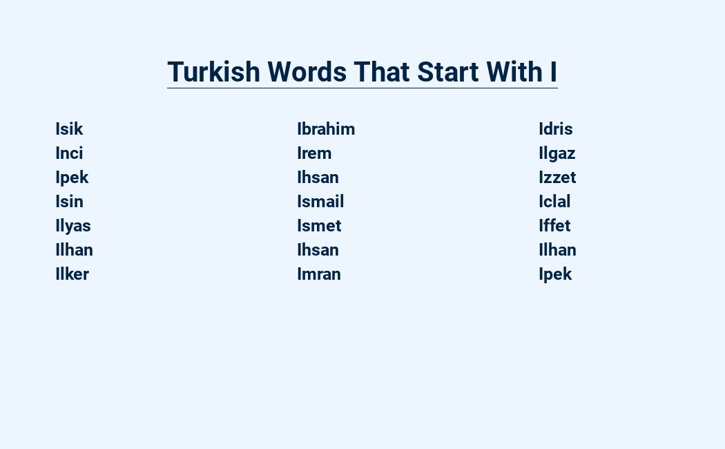 turkish words that start with i