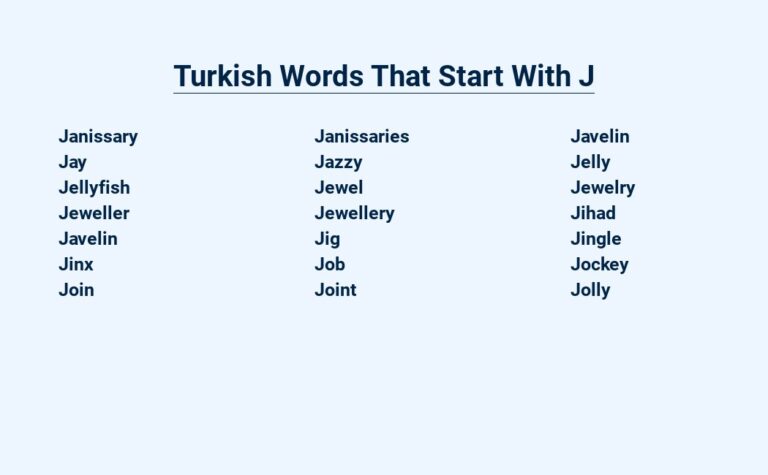 Read more about the article Turkish Words That Start With J – An In-depth Exploration