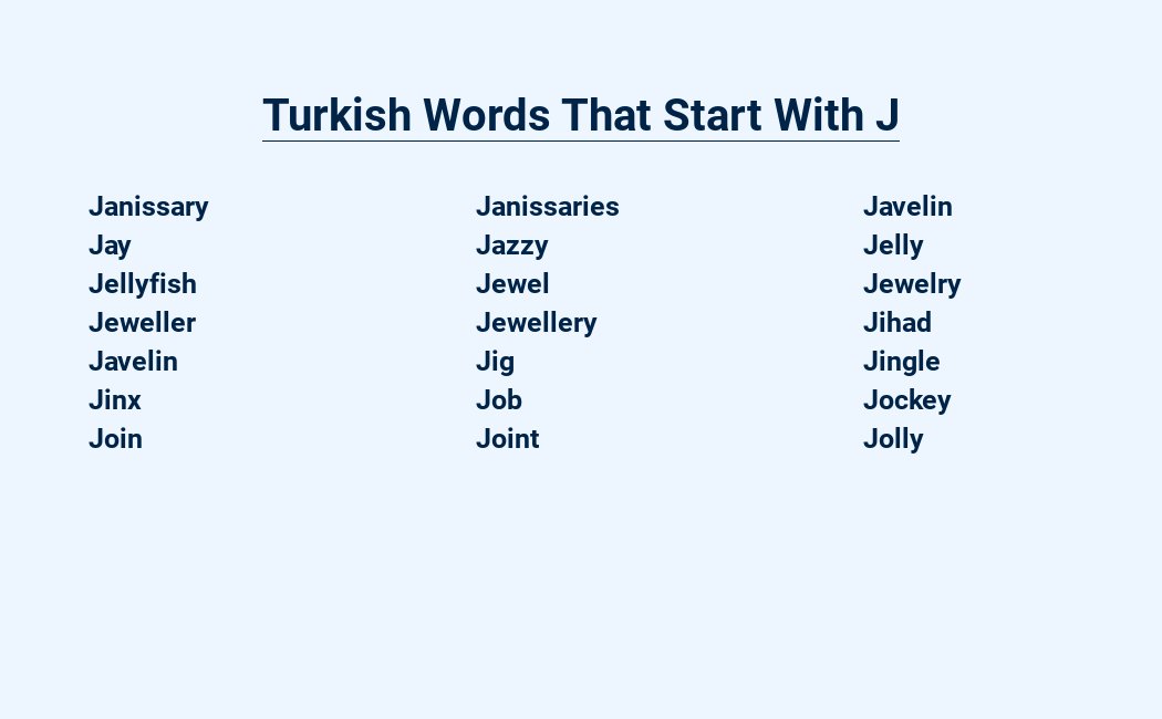 turkish words that start with j