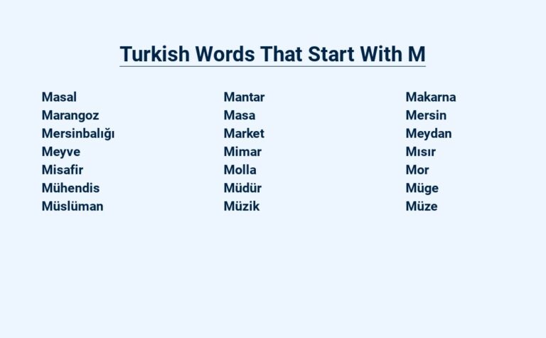 Read more about the article Turkish Words That Start With M – Straightforward Lexicon