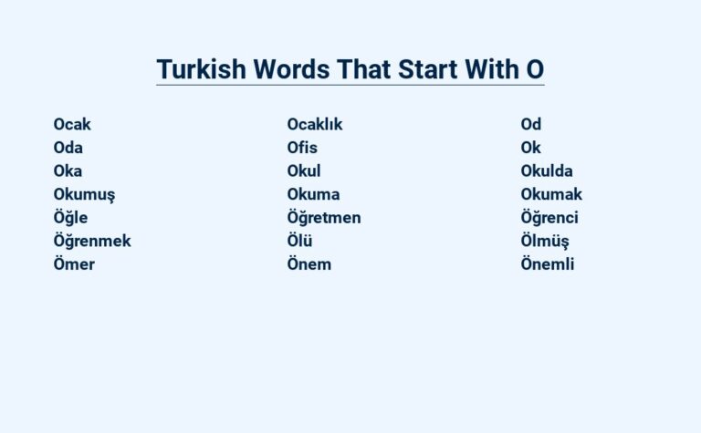 Read more about the article Turkish Words That Start With O – The Ultimate Guide