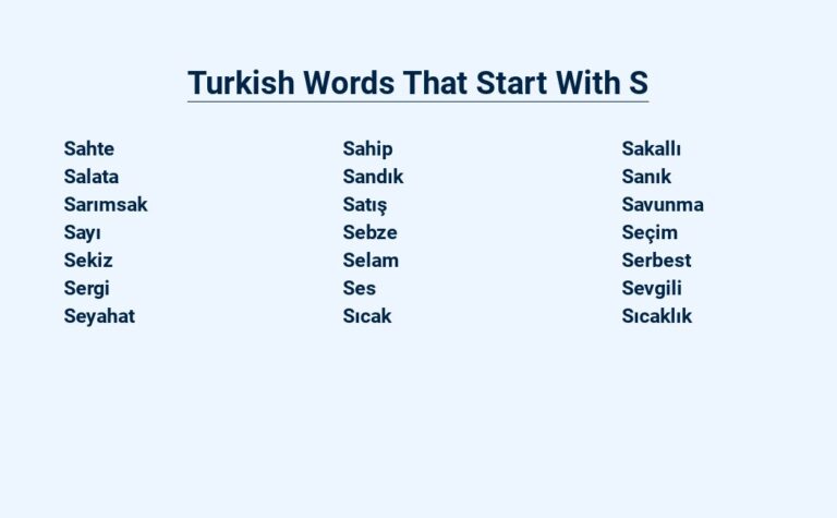 Read more about the article Turkish Words That Start With S – Delightful Discoveries