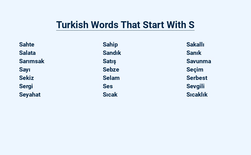 turkish words that start with s