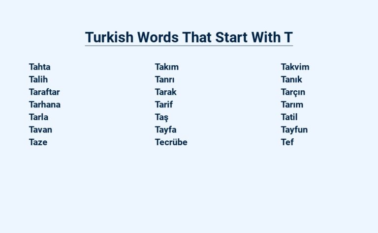 Read more about the article Turkish Words That Start With T – Essentials & Cultural Insights