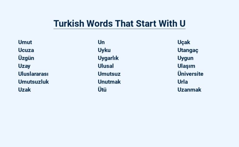 Read more about the article Turkish Words That Start With U – Unveiling the Hidden Gems