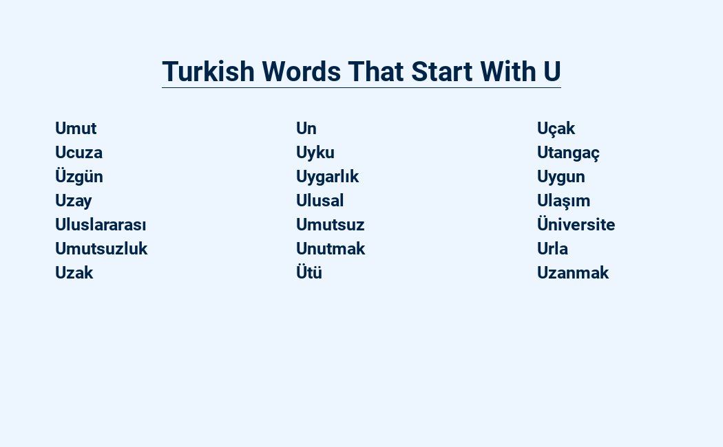 turkish words that start with u