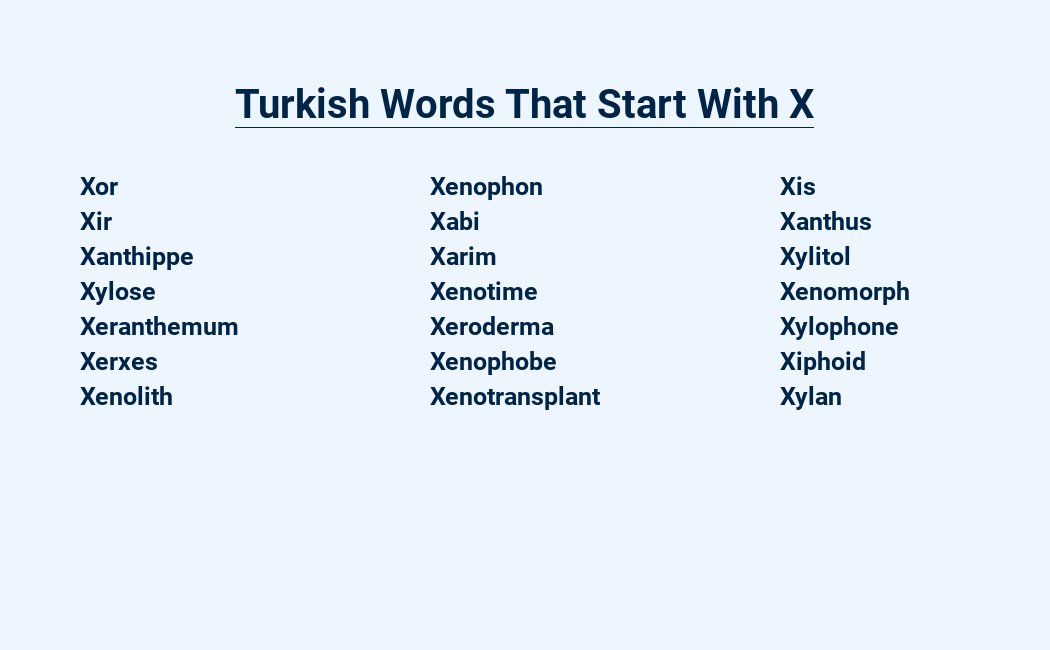 turkish words that start with x