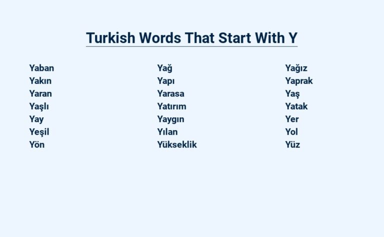 Read more about the article Turkish Words That Start With Y – A Journey Through the Alphabet