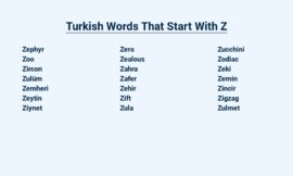 Turkish Words That Start With Z – An In-depth Look