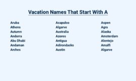 Vacation Names That Start With A – A to Z Destinations