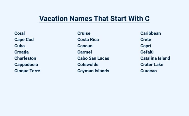 Read more about the article Vacation Names That Start With C – Coastal Charm