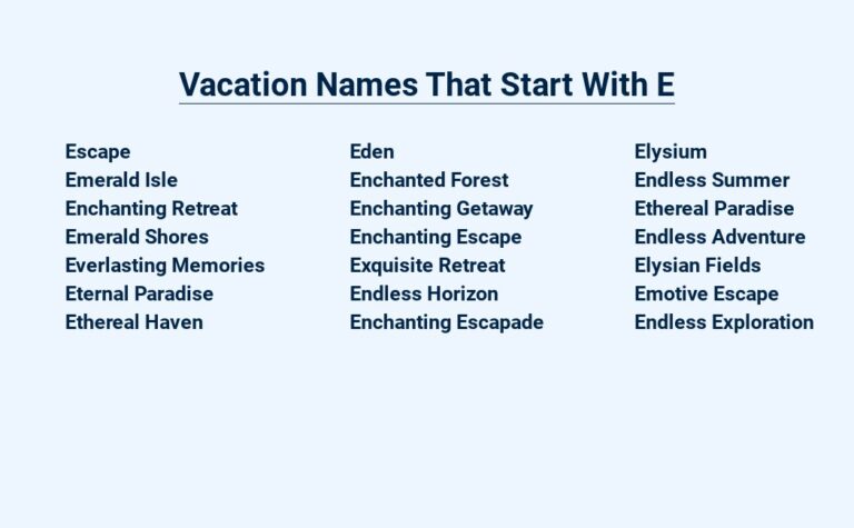 Read more about the article Vacation Names That Start With E – Escapes to Paradise