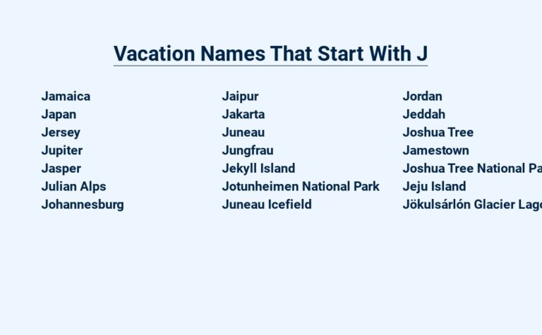 Read more about the article Vacation Names That Start With J – Your Journey Begins