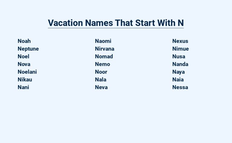 Read more about the article Vacation Names That Start With N – Escape to Paradise