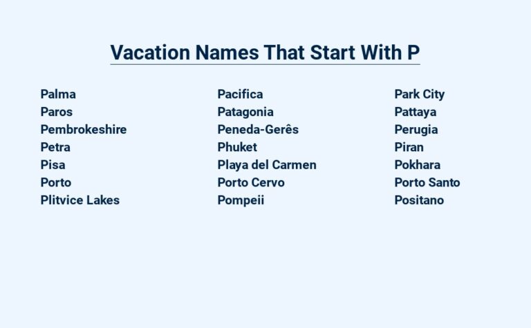 Read more about the article Vacation Names That Start With P – Pack Your Bags for Paradise